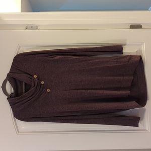 Jodifl Dark Gray Oversized Thin Sweater Tunic with Wooden Buttons